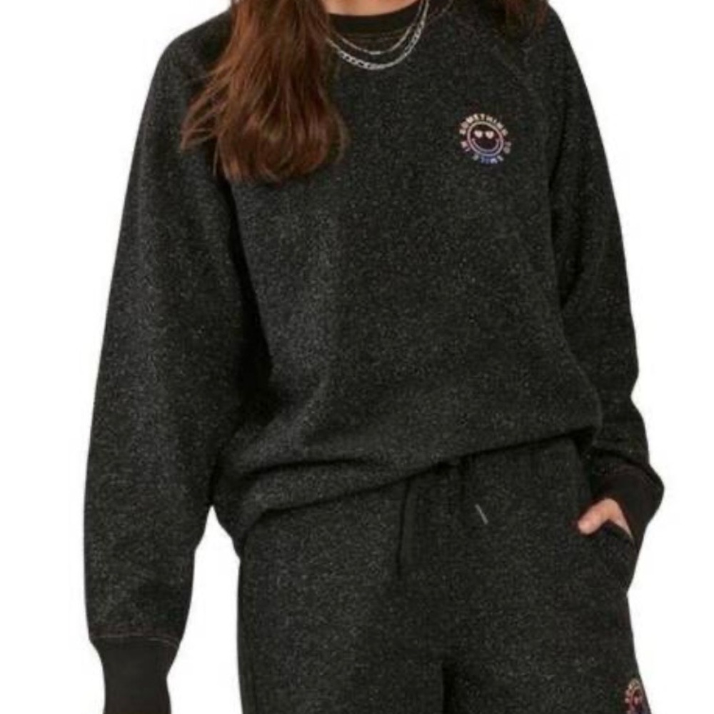 Something Navy Relaxed Fit Black Sparkle Something To Smile In Sweatshirt